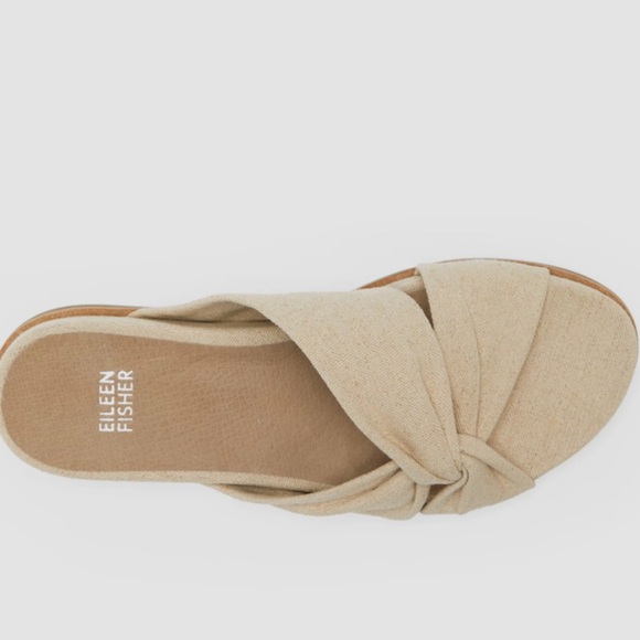 NWOB Eileen Fisher Dello Linen Wedge Sandal - Picture 3 of 6